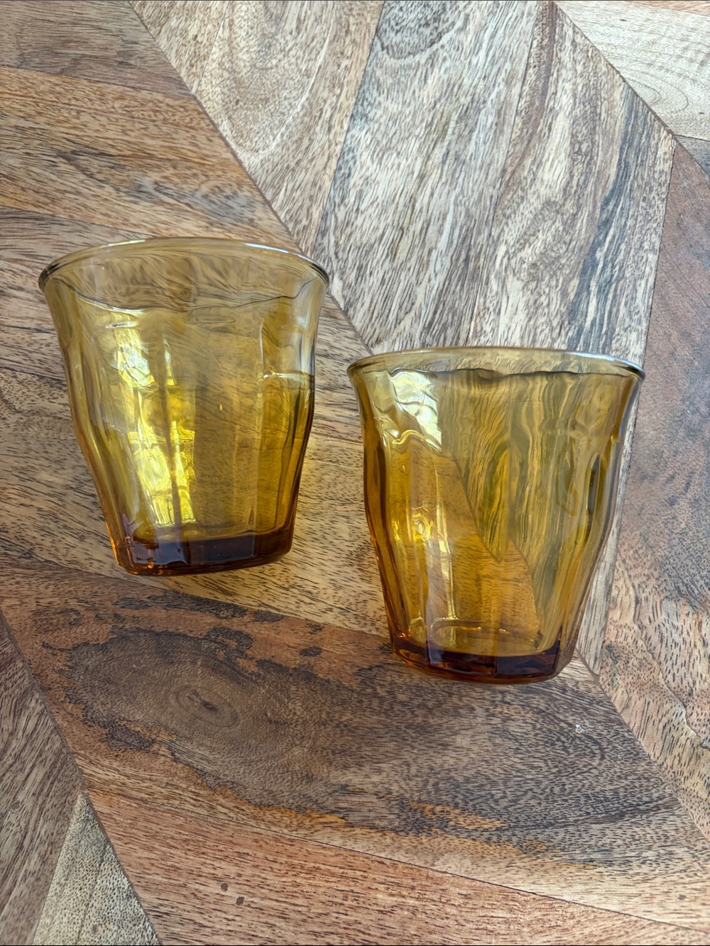 Amber Glass Tumblers, Set of 2